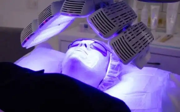 Professional laser skin treatment performed with controlled light delivery