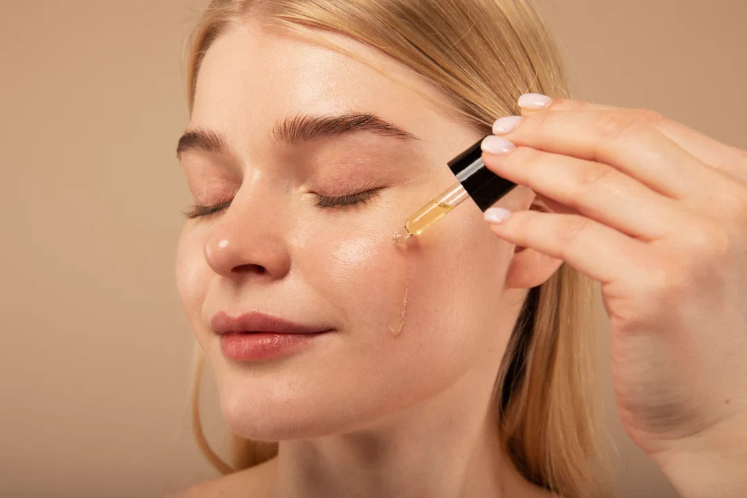 Vitamin C serum applied to the face as part of a skincare routine for brighter, healthier-looking skin