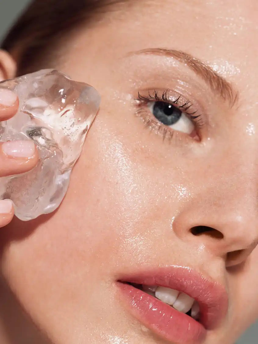 Ice facial skin icing for temporary facial cooling and de-puffing