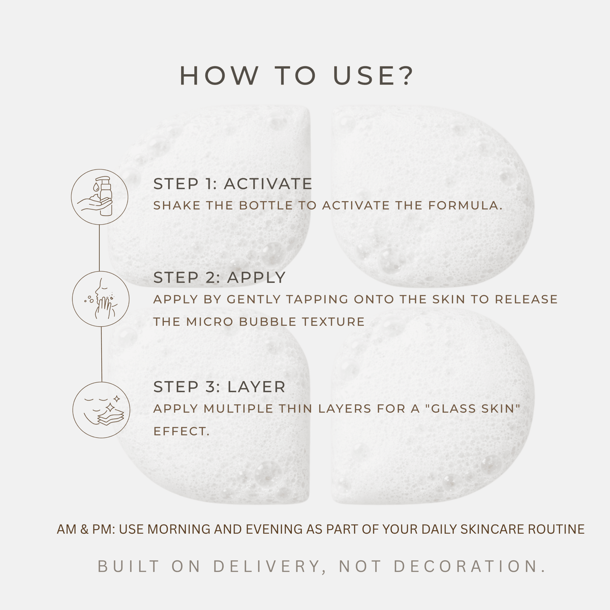 AquaBlur™ bubble toner serum on skincare shelf — step 1 of Boldpurity 3-step protocol