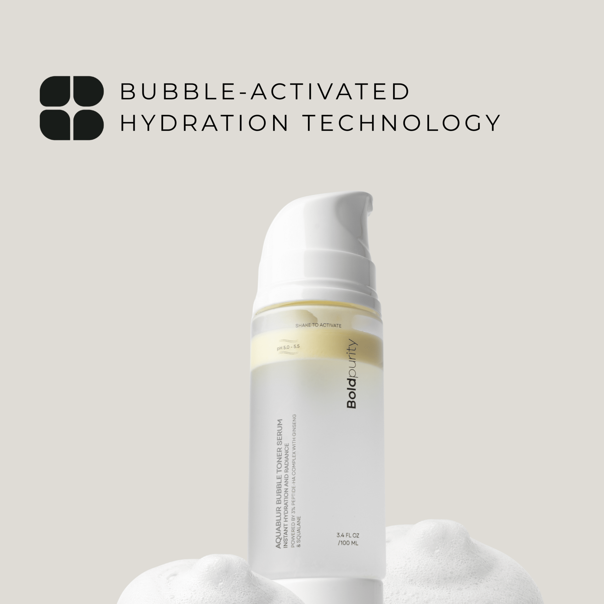 AquaBlur™ Bubble Toner Serum — Hyaluronic Acid + Peptide Barrier